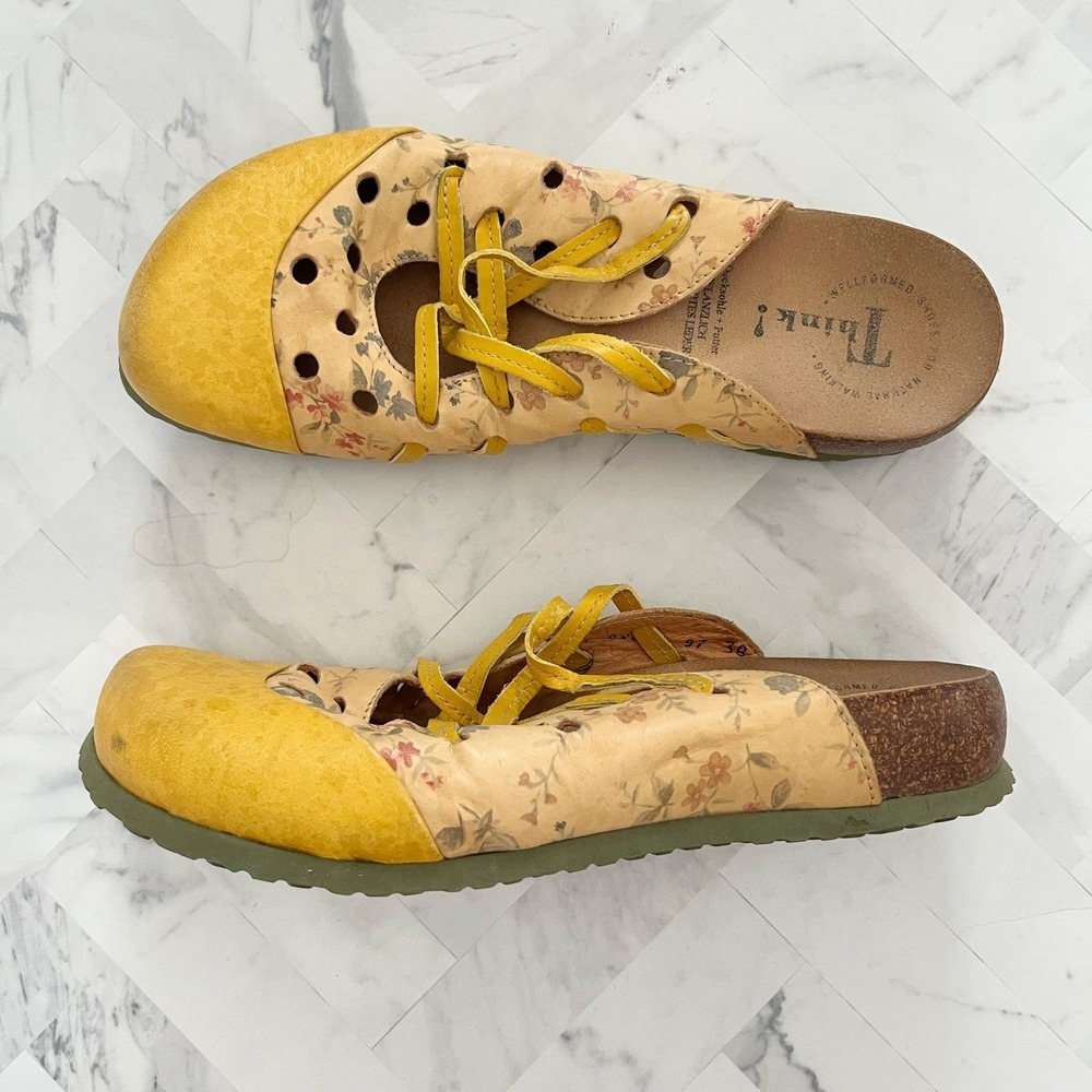 THINK! Floral Print Leather Clogs‎ Size EU=38/ US=7